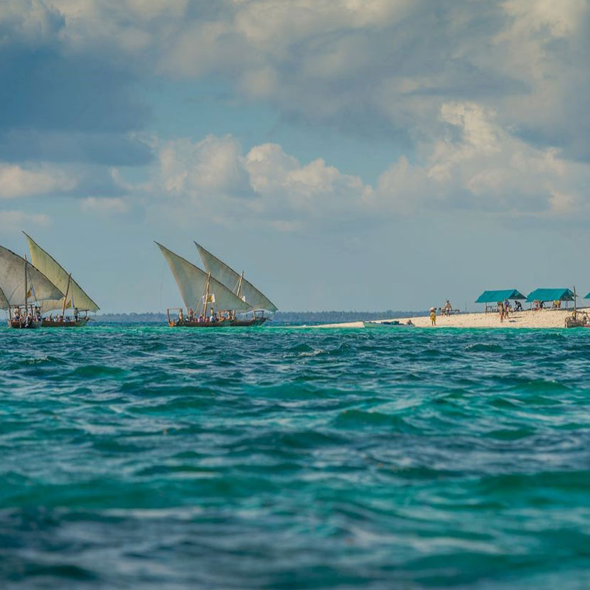 Excursions in the islands of Zanzibar (Tanzania), Blue Safari, Sand Bank Picnic, Sunset Dohw Cruise Tour